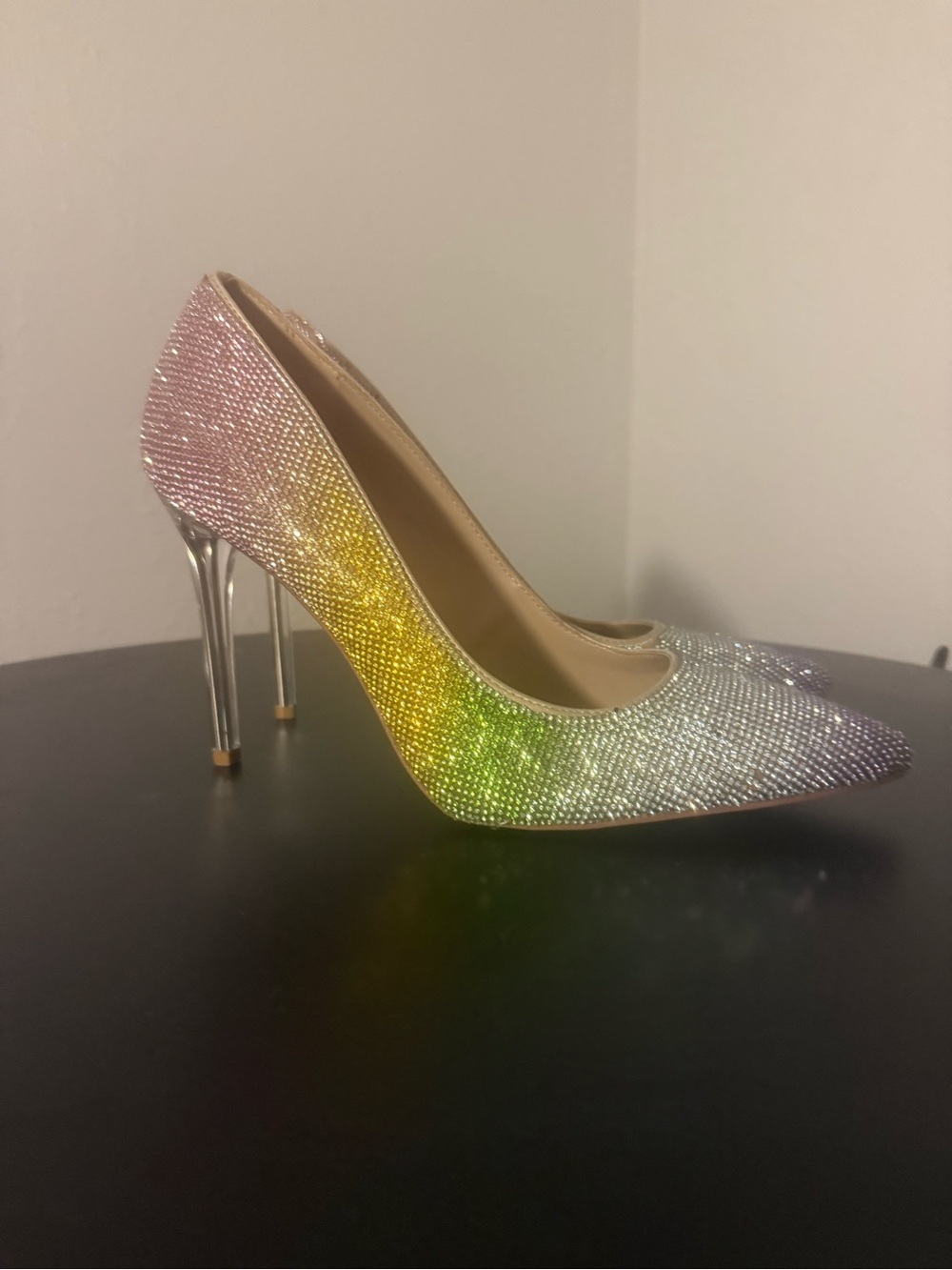 Rhinestone Ombre Pointed Toe Stiletto Pumps - Multicolor
